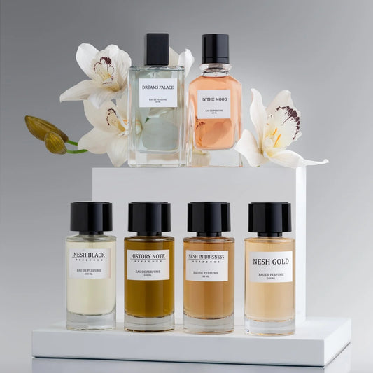 بكج القرن ال 21 عطر نيش بلاك 100 مل + نيش جولد 100 مل + دريمز بالاس 100 مل + إن ذا موود 100 مل + هيستوري نوت 100 مل + نيش ان بزنس 100 مل.